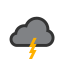 Moderate or heavy rain in area with thunder